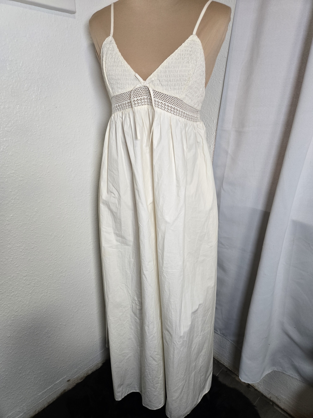 Zara Cream Crochet-Waist Maxi Dress